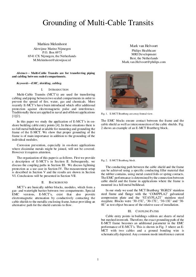 grounding of multi cable transits for on shore use